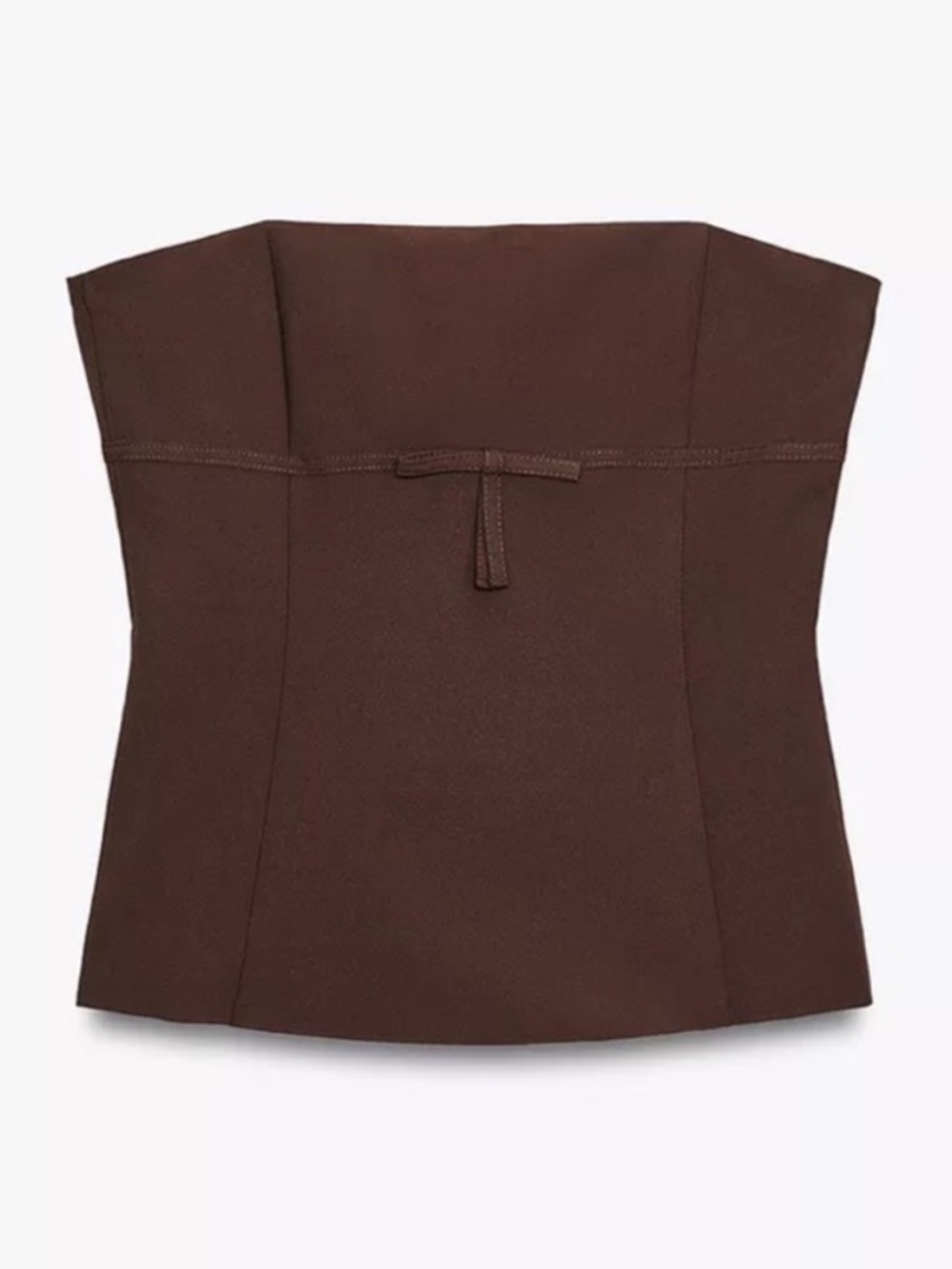 Zara Brown Strapless Bow Accent Top